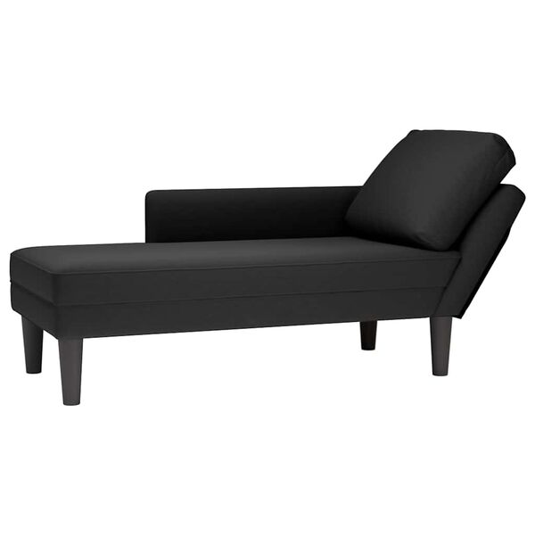 vidaXL Fauteuil long avec coussin et accoudoir droit noir velours