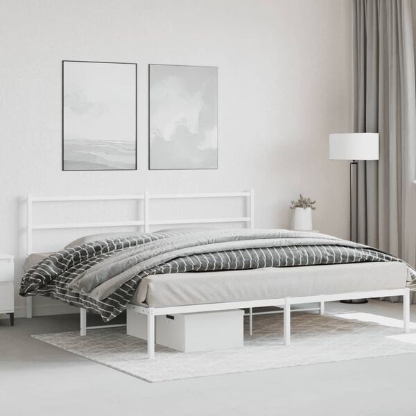 vidaXL Cadre de lit m&eacute;tal sans matelas et t&ecirc;te de lit blanc 180x200 cm