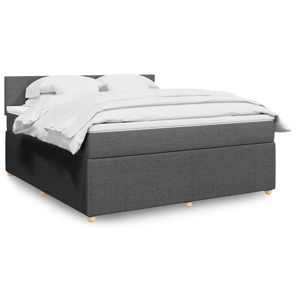 vidaXL Sommier &agrave; lattes de lit avec matelas Gris fonc&eacute; 180x200cm Tissu