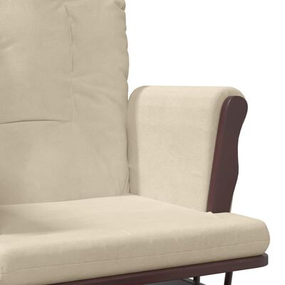 vidaXL Chaise berçante avec repose-pied Blanc crème Tissu
