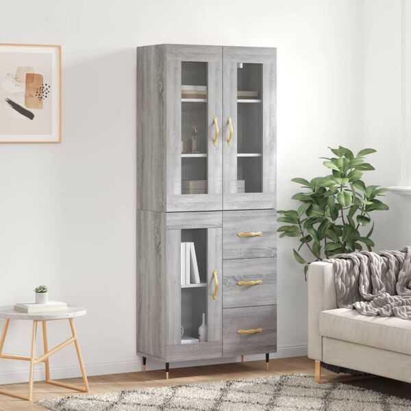 vidaXL Buffet haut Sonoma gris 69,5x34x180 cm Bois d'ingénierie