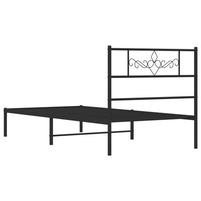 vidaXL Cadre de lit métal sans matelas avec tête de lit noir 100x190cm