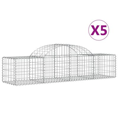 vidaXL Paniers à gabions arqués 5 pcs 200x50x40/60 cm fer galvanisé