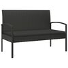 vidaXL Banc de jardin avec coussin noir 105 cm r&eacute;sine tress&eacute;e