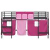 vidaXL Cadre de Lit Mezzanine pour Enfants avec Rideaux Noir et rose