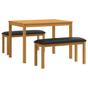 vidaXL Ensemble de salle &agrave; manger 3 pc Noir Bois de ch&ecirc;ne massif