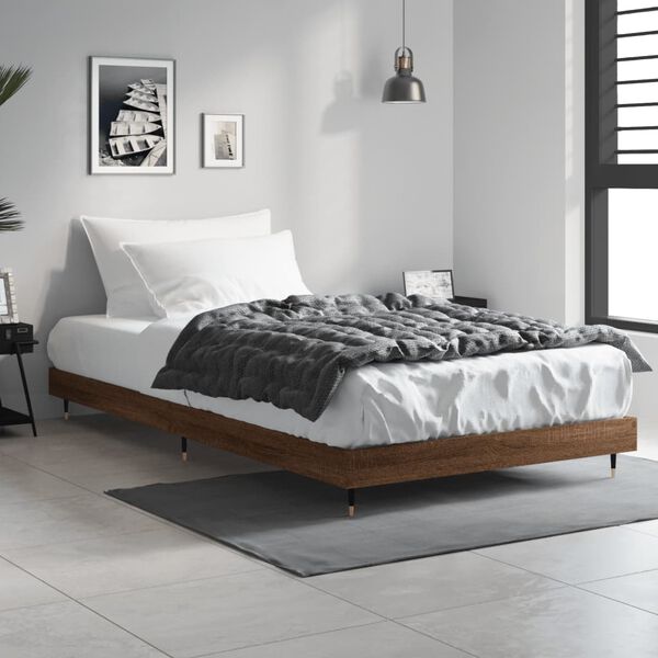 vidaXL Cadre de lit sans matelas ch&ecirc;ne marron 90x190cm bois ing&eacute;nierie