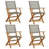 vidaXL Chaises de jardin pliantes lot de 4 gris poly rotin bois massif