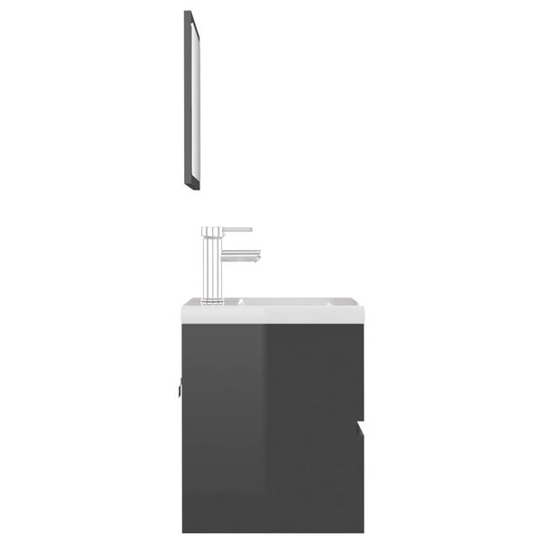 vidaXL Meubles de salle de bain gris brillant bois d'ingénierie