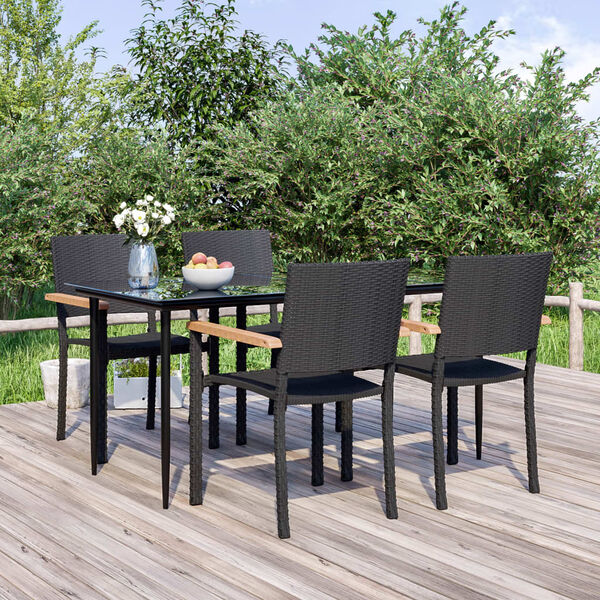 vidaXL Ensemble à manger de jardin 5 pcs Noir Résine tressée