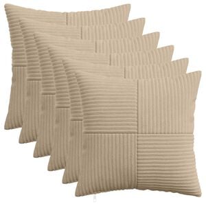 vidaXL Housse de coussin 6 pcs ALMELO Taupe 30 x 30 cm velours c&ocirc;tel&eacute;