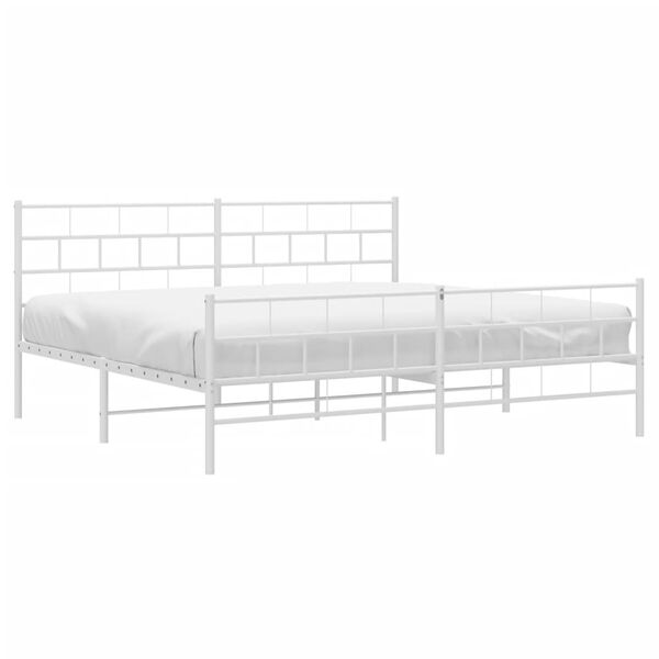 vidaXL Cadre de lit m&eacute;tal sans matelas et pied de lit blanc 200x200 cm