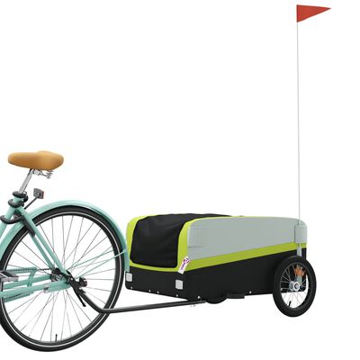 vidaXL Remorque de vélo noir et vert 45 kg fer