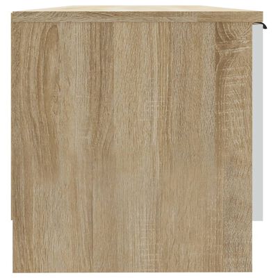 vidaXL Meuble TV Blanc et chêne sonoma 102x35x36,5cm Bois d'ingénierie