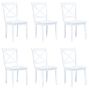 vidaXL Chaises &agrave; manger lot de 6 blanc bois d'h&eacute;v&eacute;a massif