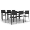 vidaXL Ensemble &agrave; manger de jardin 7 pcs Noir