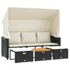 vidaXL Canap&eacute; de jardin 3 places avec auvent et tabourets noir rotin