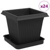 vidaXL Pots de plantes 24 pcs Noir 16 x 16 x 14 cm Plastique