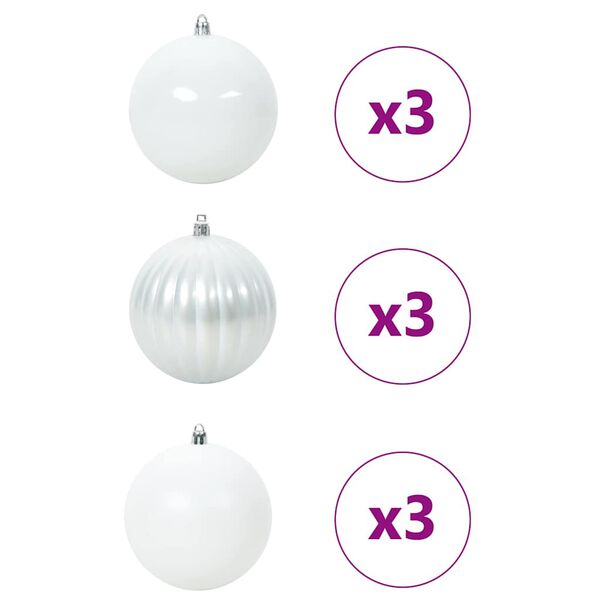 vidaXL Ensemble de Boules de No&euml;l XL 9 pcs Blanc Plastique