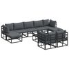 vidaXL Ensemble de canap&eacute; de jardin avec coussin 10 pcs Noir Aluminium