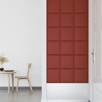 vidaXL Panneaux muraux 12pcs Rouge bordeaux 30x30cm Similicuir 1,08 m²