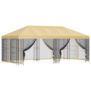 vidaXL Gazebo avec murs lat&eacute;raux 6 x 3 m Cr&egrave;me Polyester et Acier