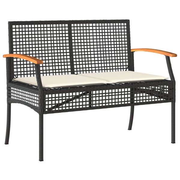 vidaXL Salon de jardin 4 pcs avec coussins Noir R&eacute;sine tress&eacute;e