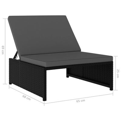 vidaXL Chaises longues lot de 2 avec table Résine tressée Noir