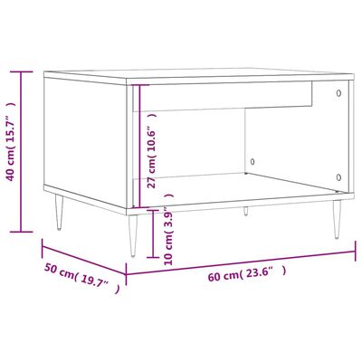 vidaXL Table basse chêne sonoma 60x50x40 cm bois d'ingénierie