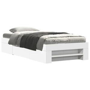 vidaXL Cadre de lit sans matelas blanc 75x190 cm bois d'ing&eacute;nierie
