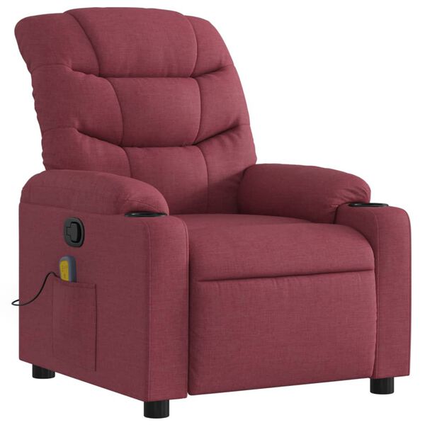 vidaXL Fauteuil de massage inclinable Rouge bordeaux Tissu