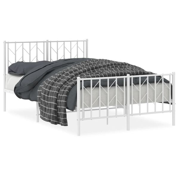vidaXL Cadre de lit m&eacute;tal sans matelas et pied de lit blanc 120x190 cm