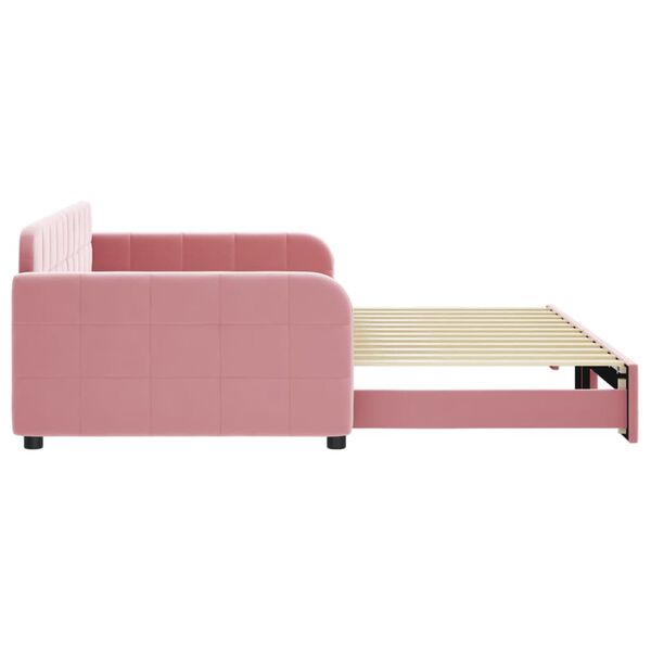 vidaXL Lit de jour avec lit gigogne rose 100x200 cm velours