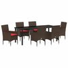 vidaXL Ensemble table et chaises avec coussin 7 pcs Marron Rotin PE