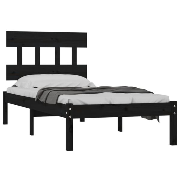 vidaXL Cadre de lit sans matelas noir 100x200 cm bois massif