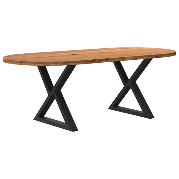 vidaXL Table &agrave; manger 220x100x74 cm bois de ch&ecirc;ne massif ovale