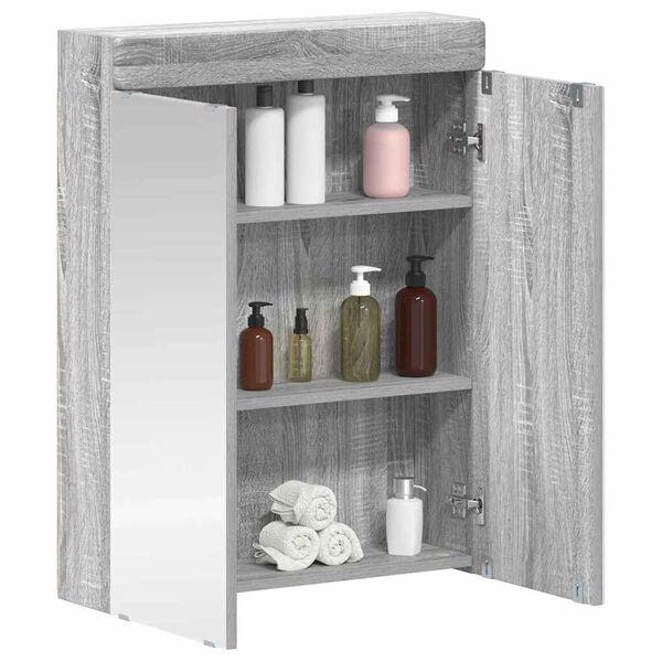 vidaXL Amoire de salle de bain avec miroir TULUM Gris Sonoma