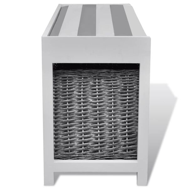 vidaXL Banc d'entr&eacute;e et de rangement avec coussin 3 paniers Blanc