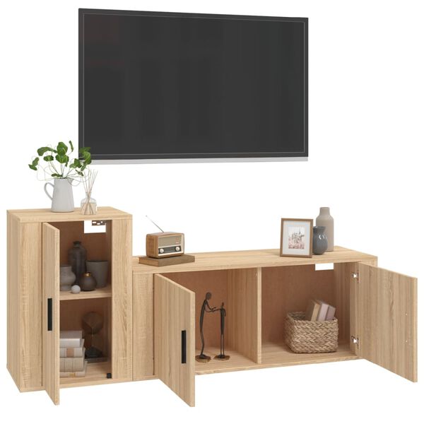 vidaXL Ensemble de meubles TV 2 pcs ch&ecirc;ne sonoma bois d'ing&eacute;nierie