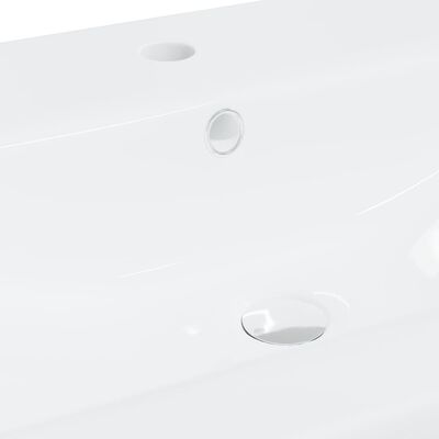 vidaXL Lavabo encastré avec robinet 91x39x18 cm céramique blanc