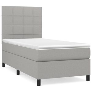 vidaXL Sommier &agrave; lattes de lit avec matelas Gris clair 100x200cm Tissu