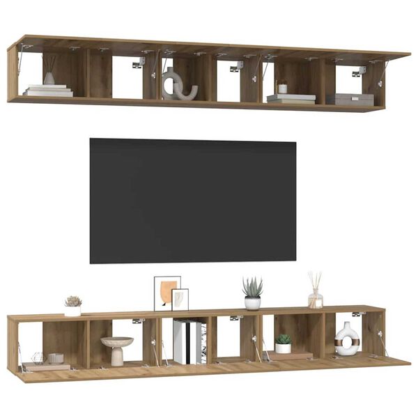 vidaXL Ensemble meuble TV 6 pcs Ch&ecirc;ne artisanal Bois d'ing&eacute;nierie