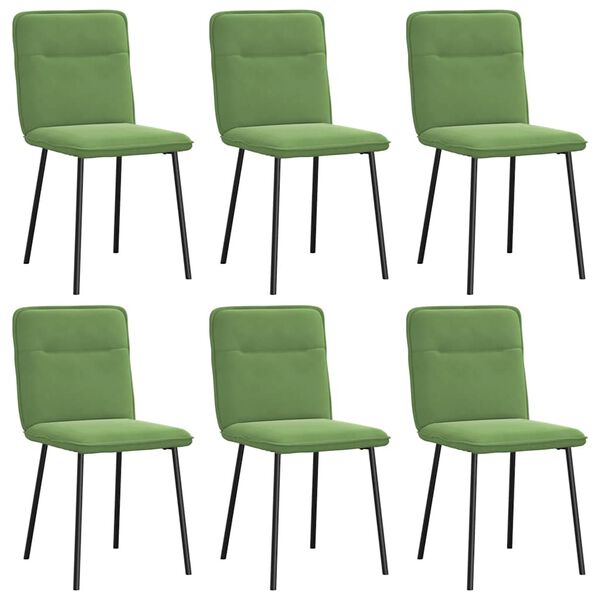 vidaXL Chaises &agrave; manger lot de 6 vert clair velours