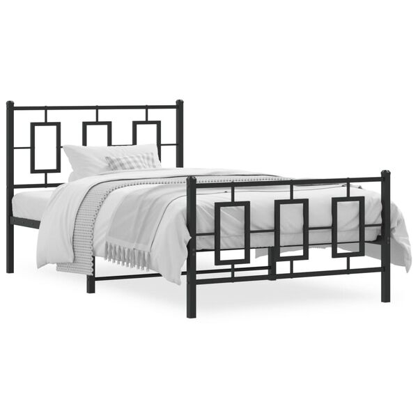 vidaXL Cadre de lit métal sans matelas et pied de lit noir 100x200 cm