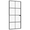 vidaXL Porte d'int&eacute;rieur Noir 93x201,5 cm Tremp&eacute; verre aluminium fin