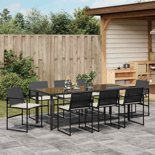 vidaXL Ensemble de salle &agrave; manger pour jardin 9 pcs Noir