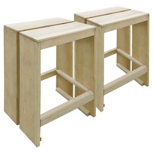 vidaXL Tabourets de bar d'ext&eacute;rieur lot de 2 Pin impr&eacute;gn&eacute;