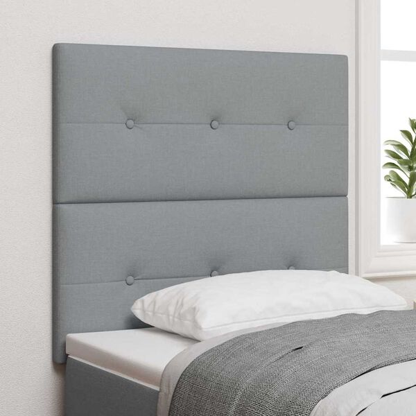vidaXL T&ecirc;te de lit LED avec t&ecirc;te de lit Gris clair 90 cm Polyester