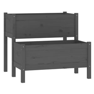 vidaXL Jardini&egrave;re Gris 84,5x84x75 cm Bois massif de pin