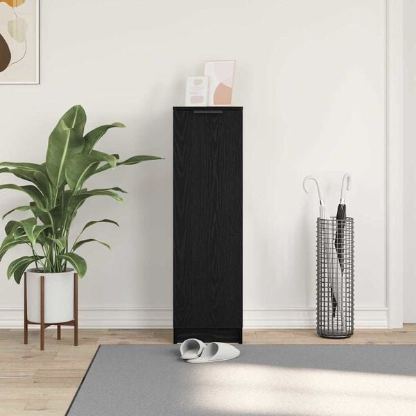 vidaXL Cabinet &agrave; chaussures avec &eacute;tag&egrave;re Ch&ecirc;ne noir 29,5 x 35 x 101 cm